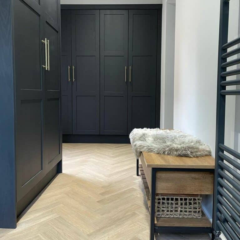 Modern Mudroom With Black Cabinets