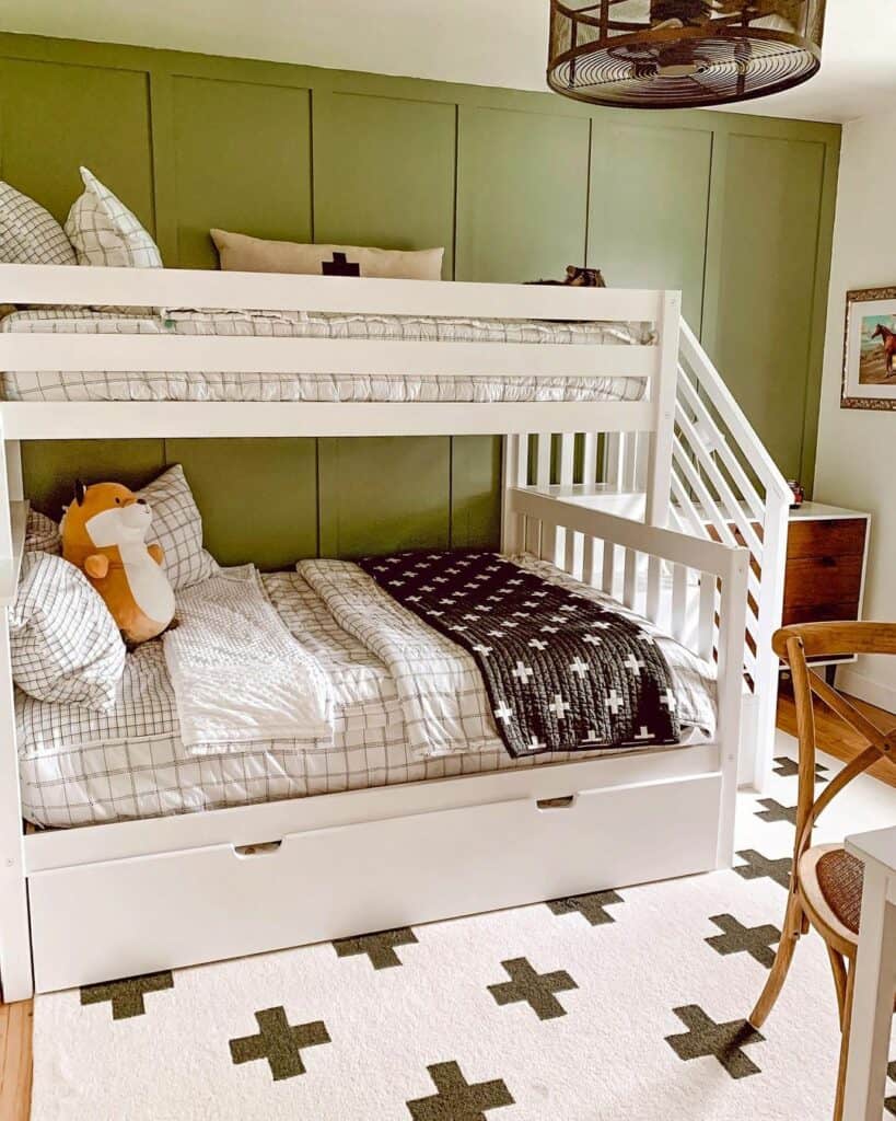 Modern Retro Bedroom With Bunk Beds for Low Ceilings