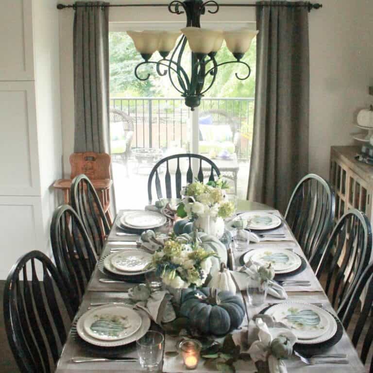Modern Thanksgiving Tablescape With Olive Green Accents