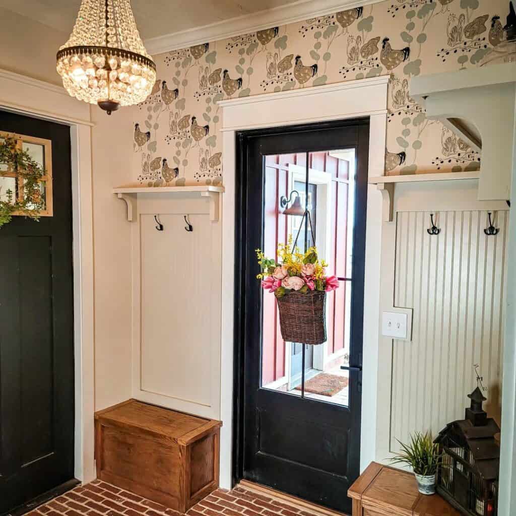 Example of more modern looking beadboard finishing for the interior walls  of the mudroom. Moder…