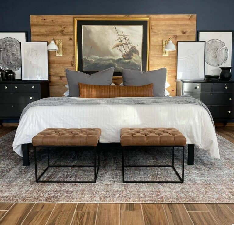 Nautical Bedroom With Natural Wood Accent Wall