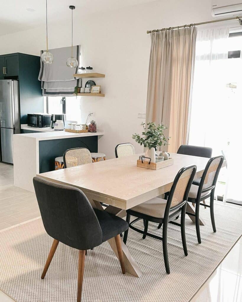 Neutral Dining Room With Wooden Table