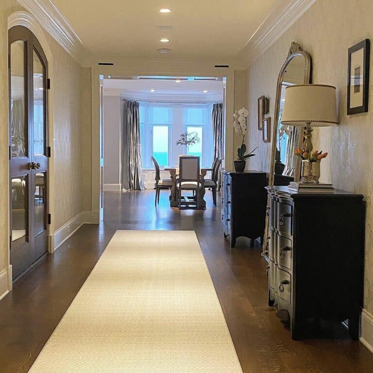 Open Hallway Bordered With Crown Molding