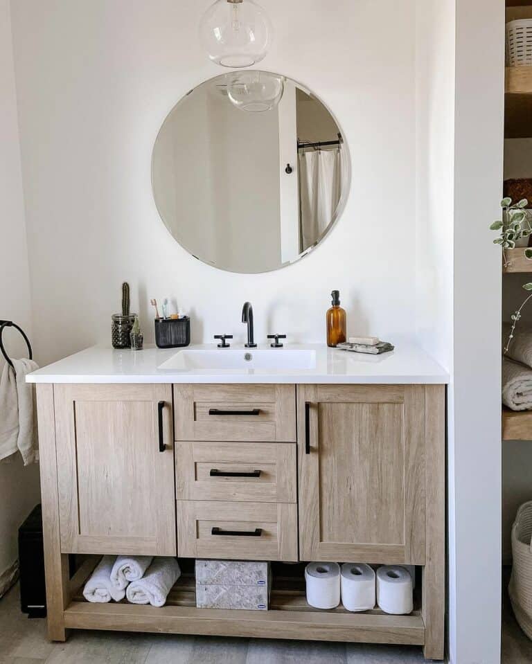 Open Shelf on an Alcove Vanity
