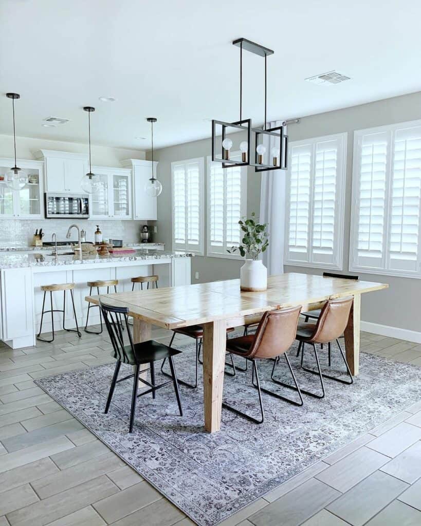 Open-concept Dining Space With Light Wood Table