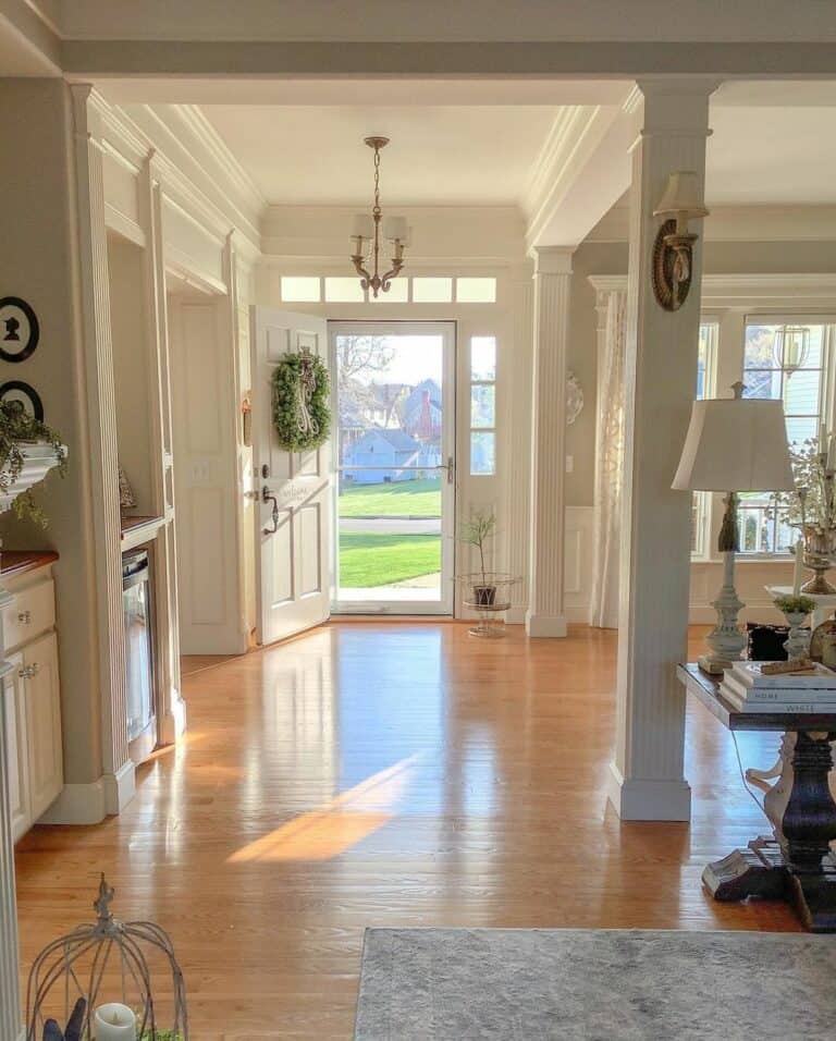 Open-concept Entryway With Decorative Trim