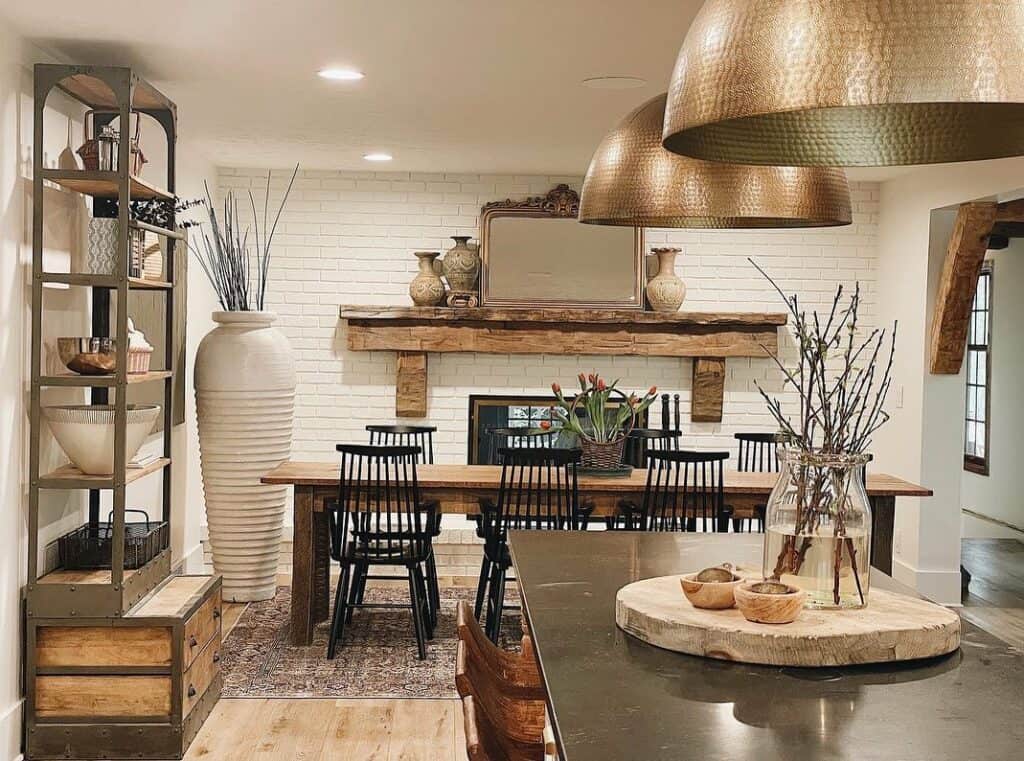 Open-concept Kitchen and Dining With Rustic Wood Accents