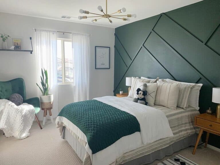 Pine Accent Wall For a Modern Bedroom