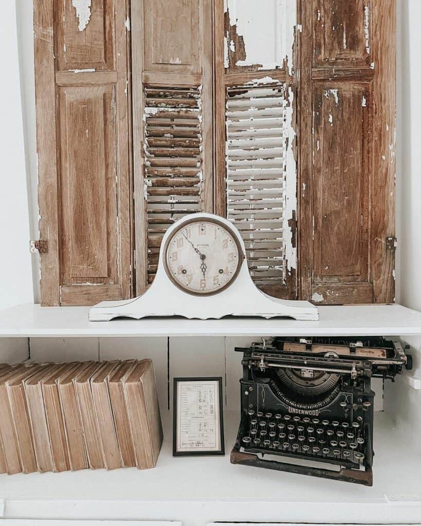 Repurposed Wooden Shutters and Antique Typewriter