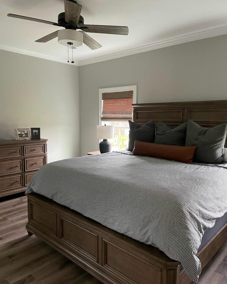 Room With Stained Wood Bed Frame