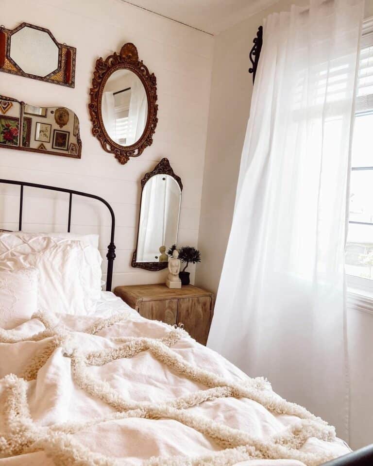 Rustic Bedroom With Antique Mirror Gallery