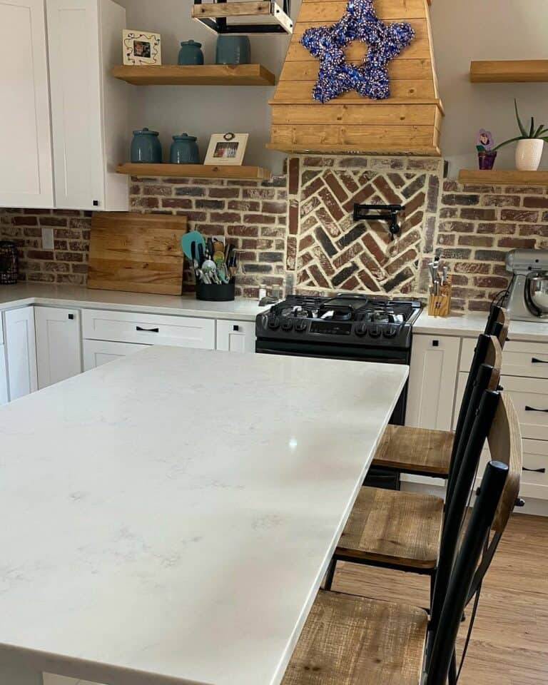 Rustic Kitchen With Brick Backsplash