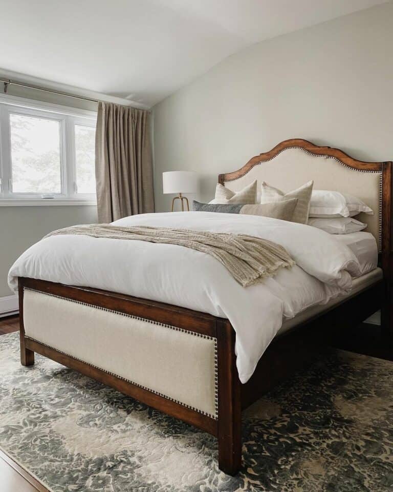 Rustic Wood Bed Frame in Simple Bedroom