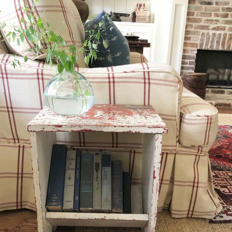 Side Table With Chippy Paint for Living Room