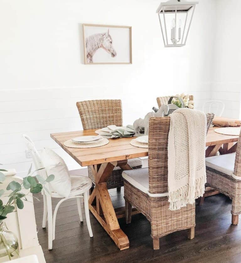 Simple Equine Décor Highlighted by Wicker Chairs