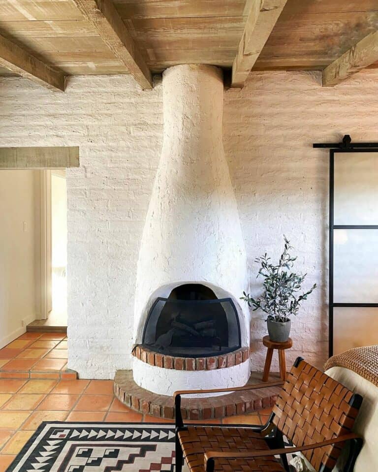 Simple Styling for a Curved Fireplace
