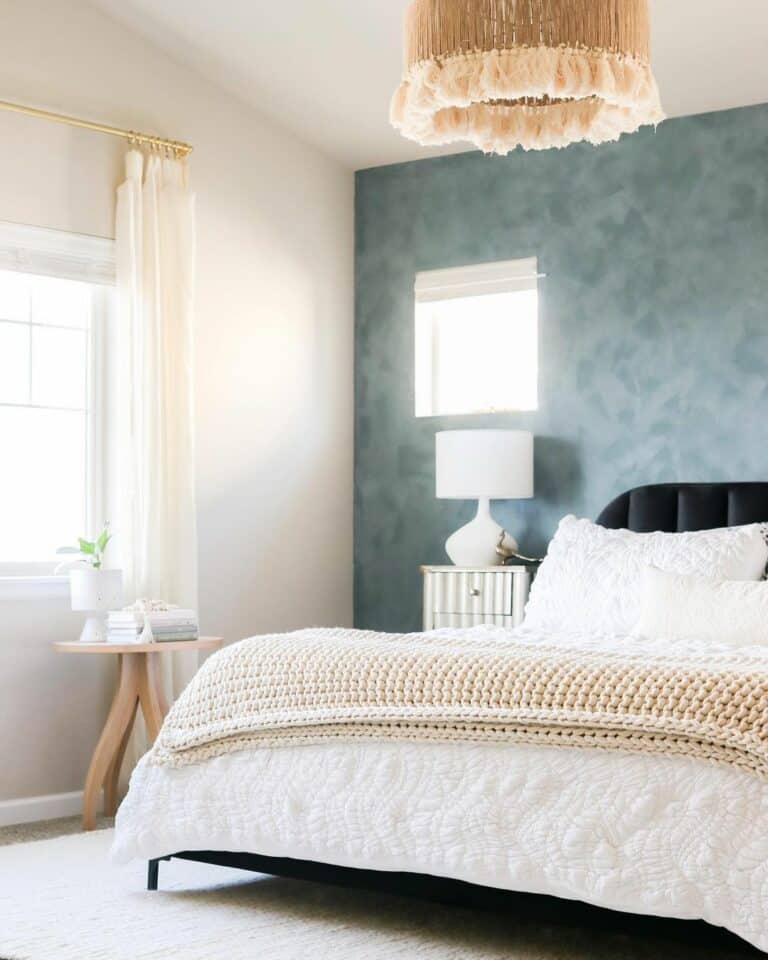 Sky Blue Accent Wall in Bedroom