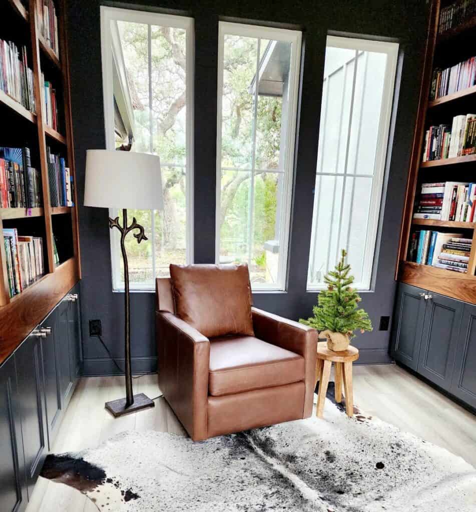 Slate Gray Reading Room Ideas With Natural Light