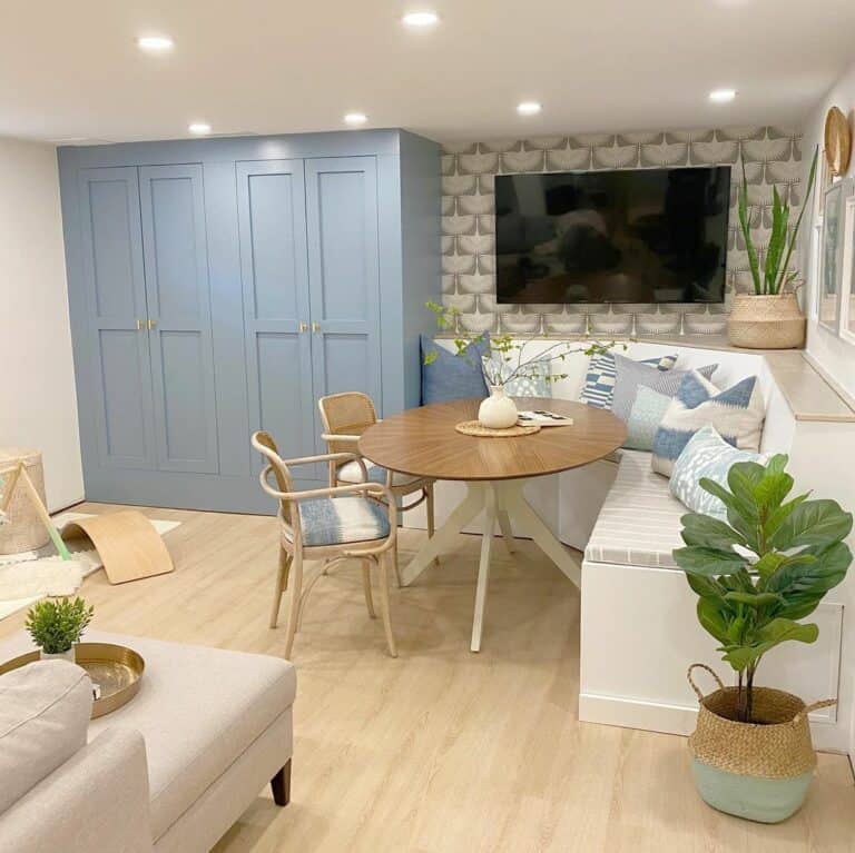 Small Blue and White Farmhouse Dining Space