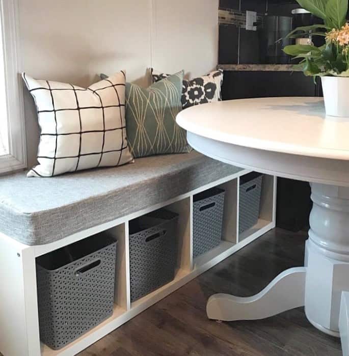 Small Dinette With White Built-in Bench