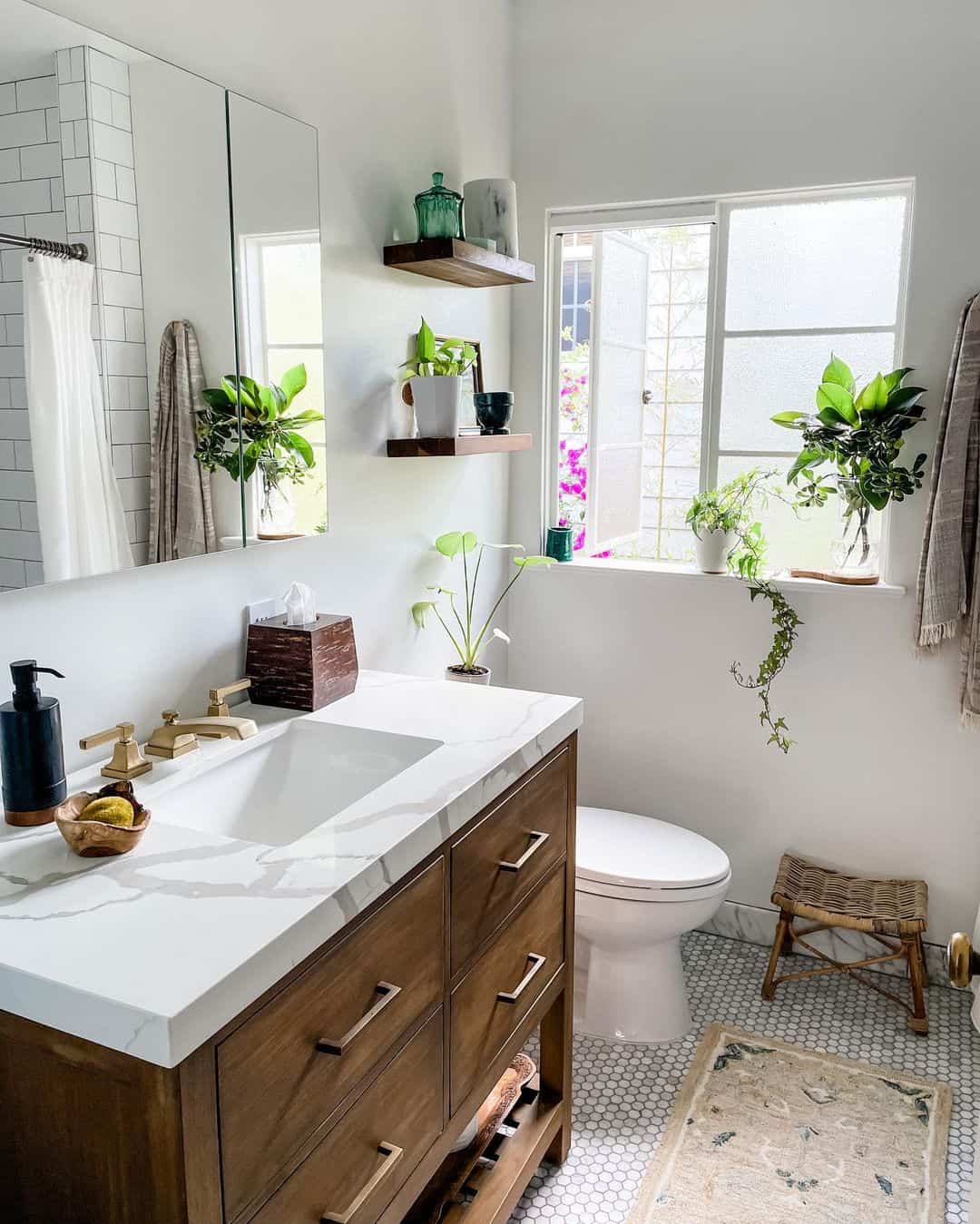 Small Full Bathroom Stained Wood Washstand - Soul \u0026 Lane, image size:1080x1349