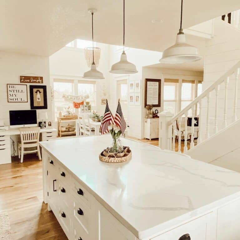 Spacious Kitchen Island With Fourth of July Décor
