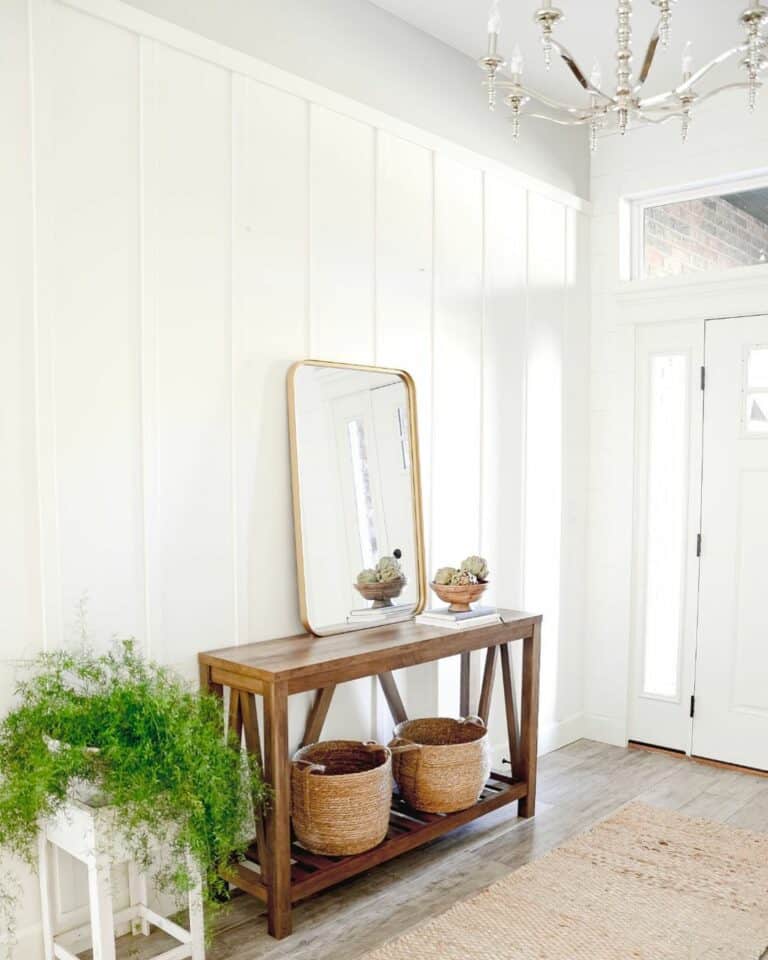 Stained Wood Farmhouse Entry Table