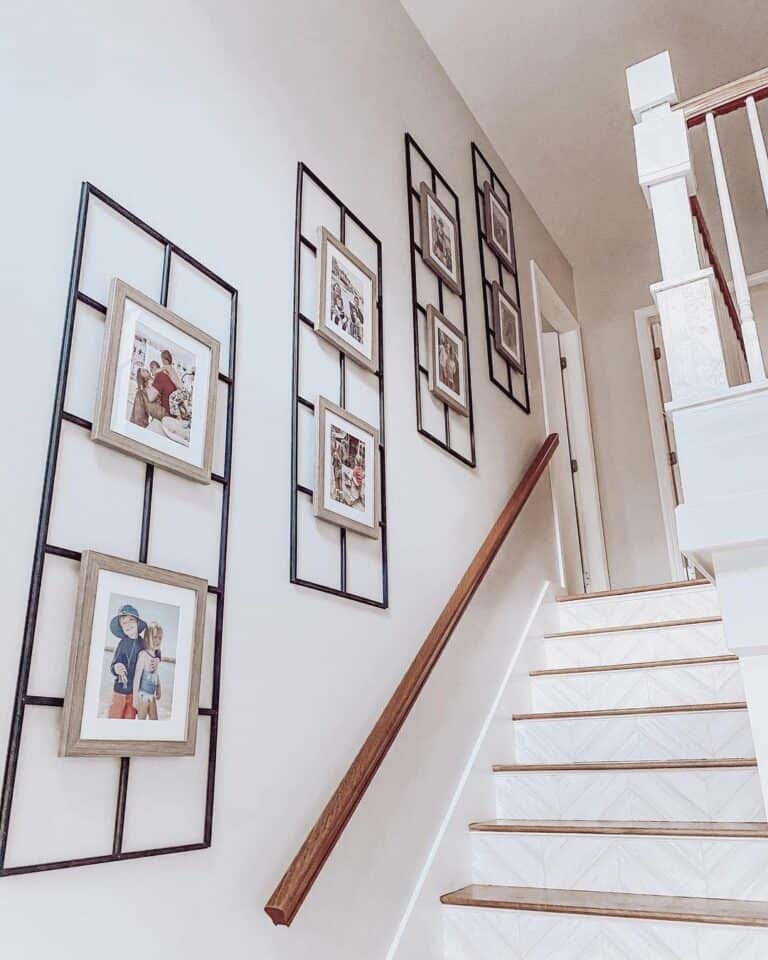 Stairway With Black Window Frame Photo Displays