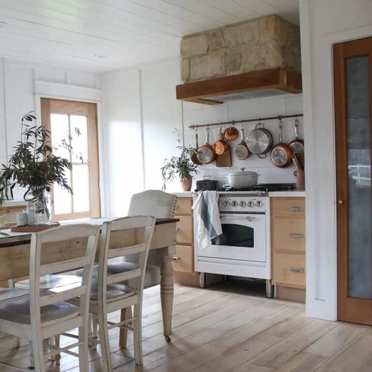 Stone Vent Hood Above Vintage-style Range