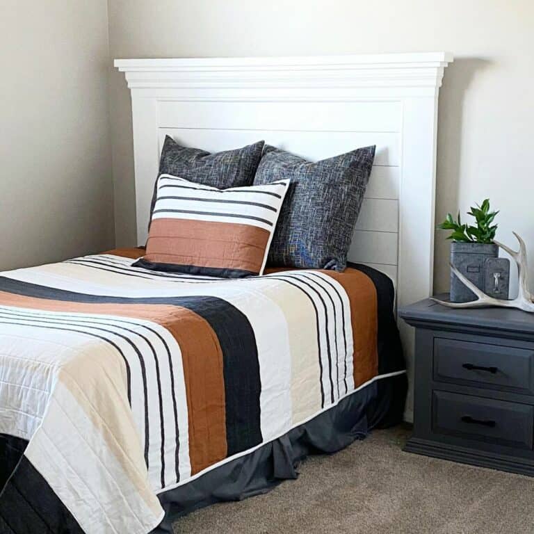 Teen Bedroom With White Shiplap Bed Frame