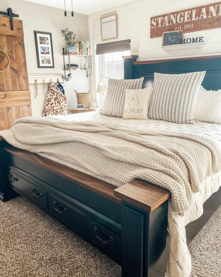 Two-toned Black Bed Frame With Storage