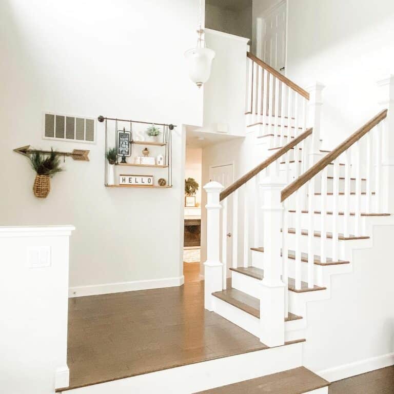 Two-toned Stairwell With White Spindles
