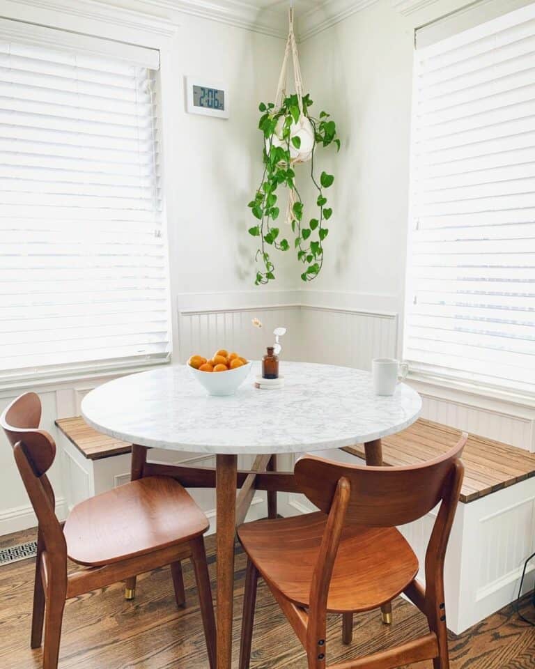 Two-toned White Dining Banquette Bench