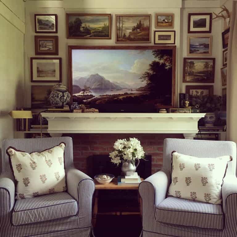 Vintage Living Room With Framed Art