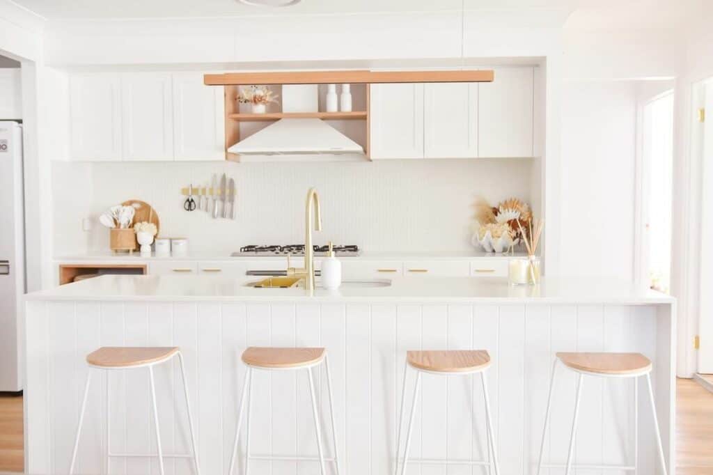 White Kitchen With Light Wood Accents