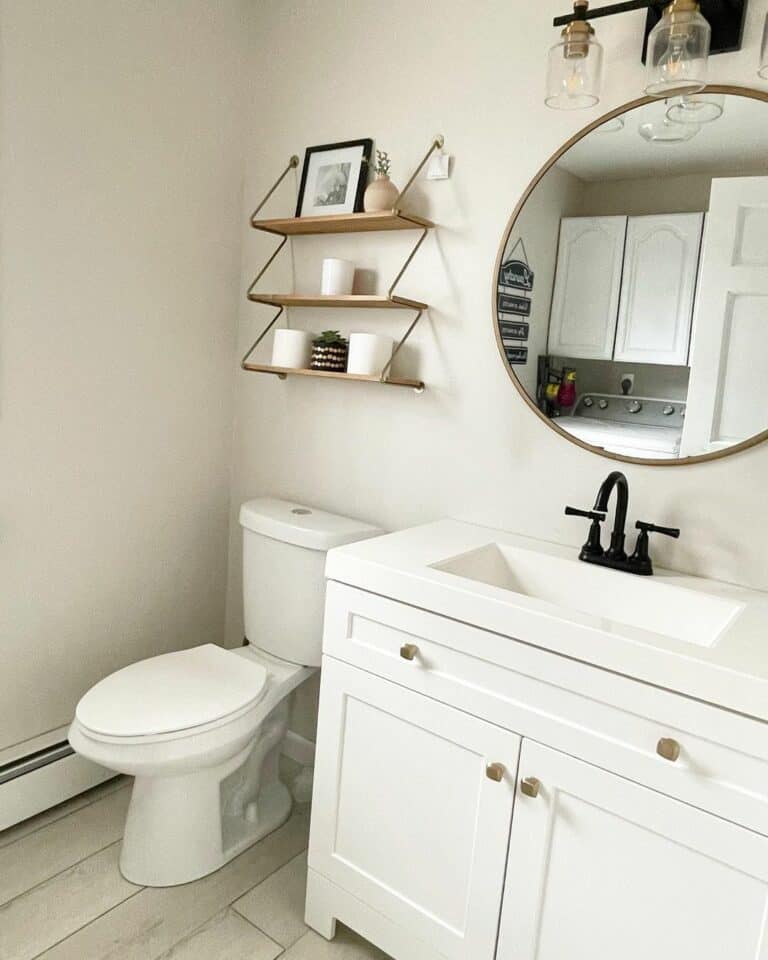 White Vanity Embellishes Simple Bathroom Design