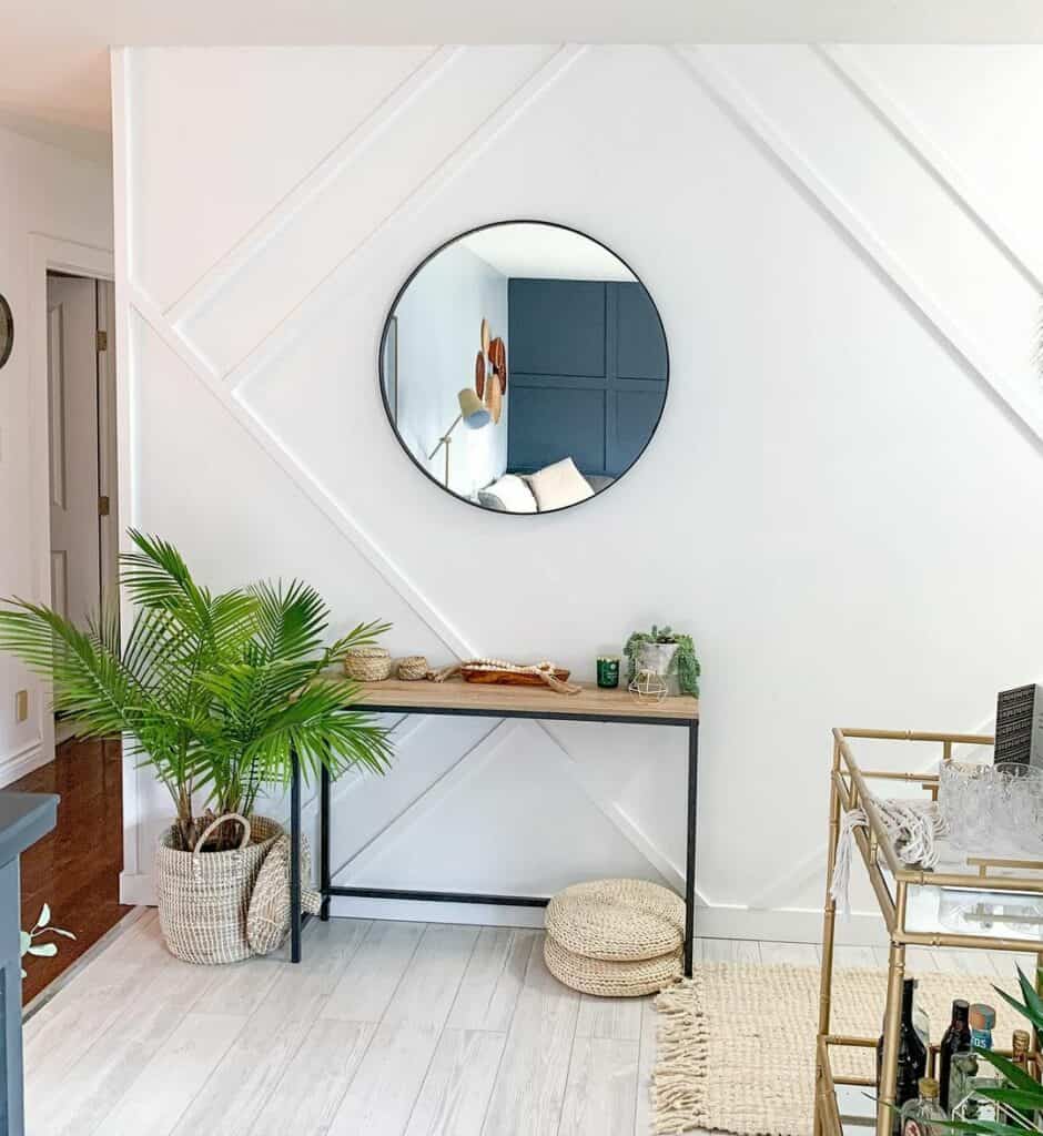 White Wall With Decorative Geometric Molding