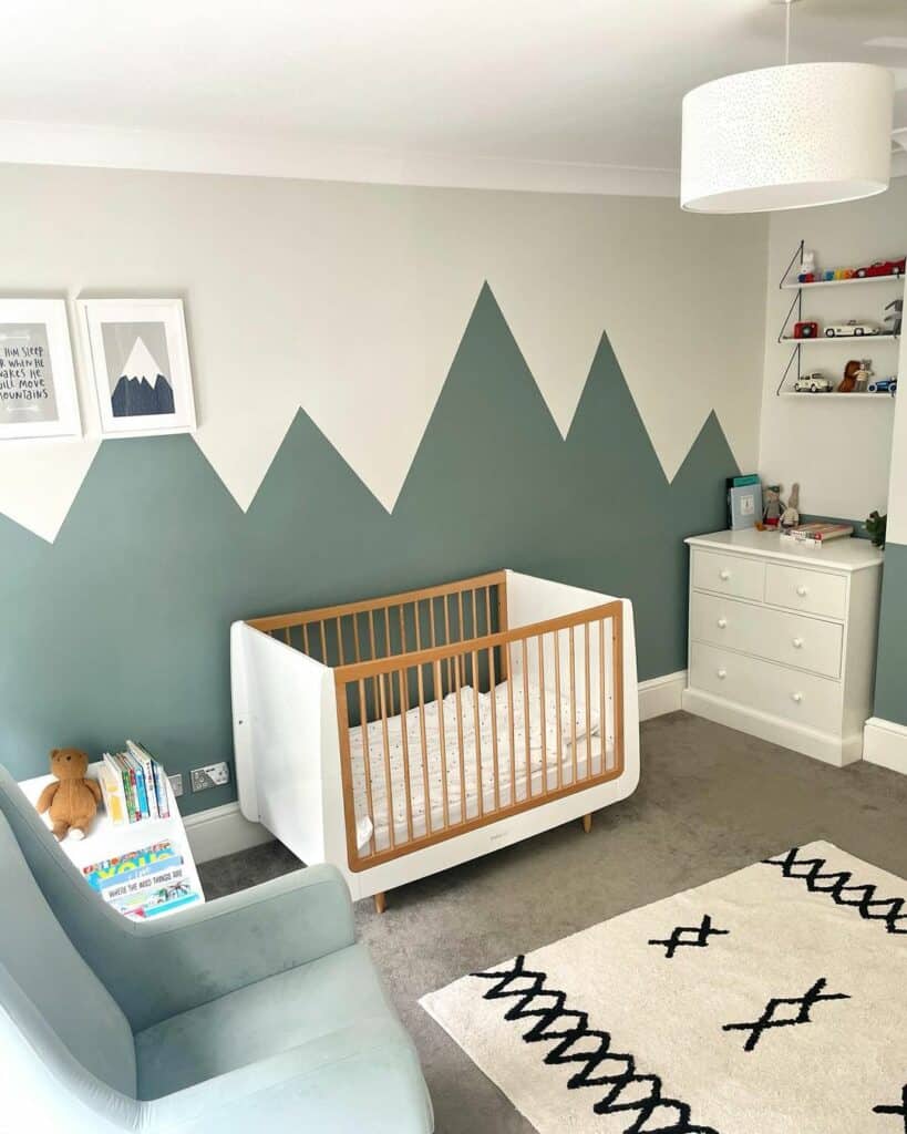 White and Teal Mountains Feature Wall