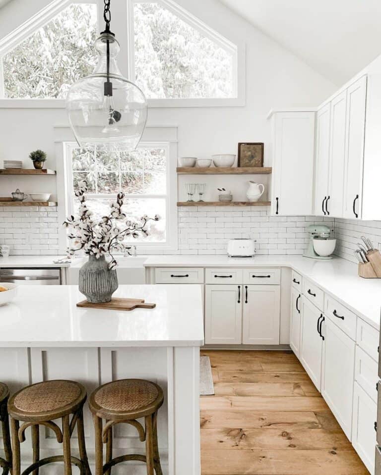 Wood Accents in a White Kitchen