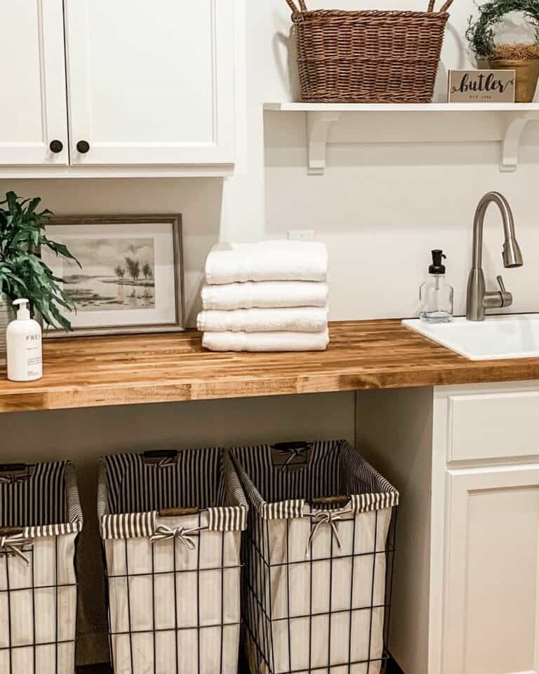 Wooden Countertop in Stylish Laundry Room