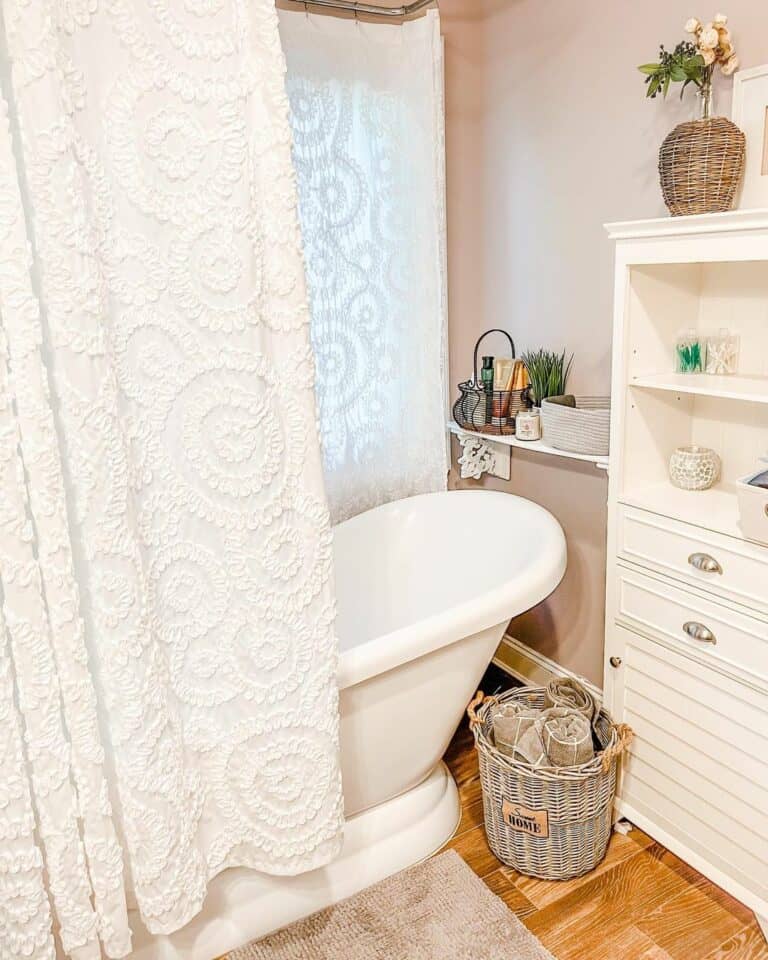 Wrap-around Shower Curtain Surrounds Bathtub