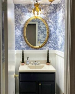 Lavish Embellishments Decorate Powder Room Wallpaper