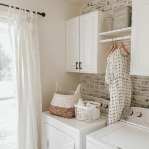 Faux Brick Wallpaper Behind Appliances