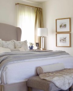 Bedroom With Wood Frame Picture Frames