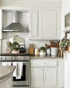 Embellished Kitchen Cabinets With Stainless Steel Appliances