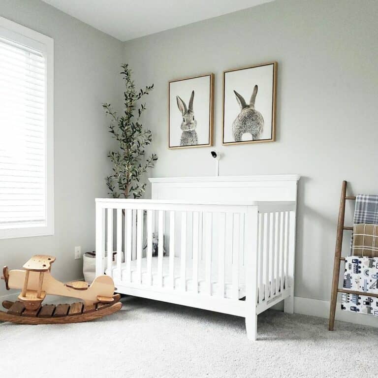 Adorable Bunny Portraits in Gray Nursery