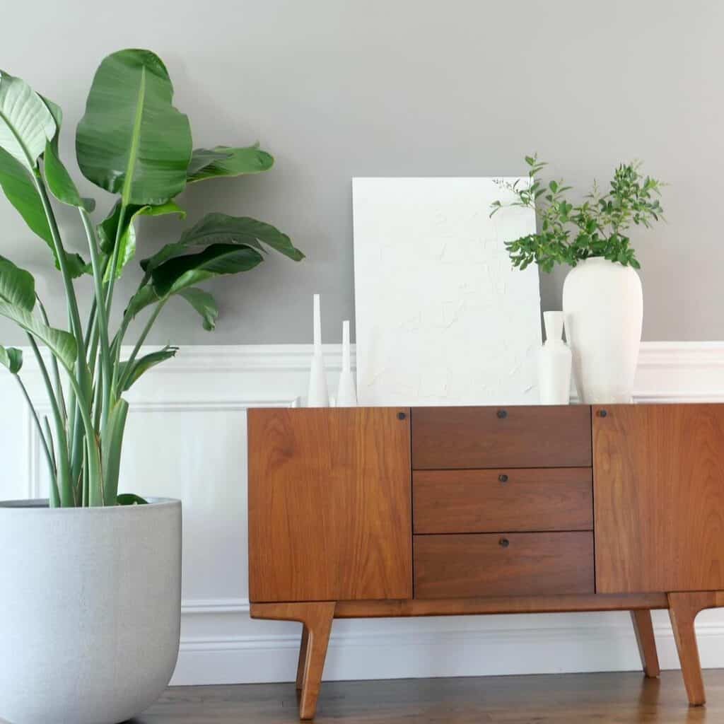 All-white Accessories Resting on a Sideboard