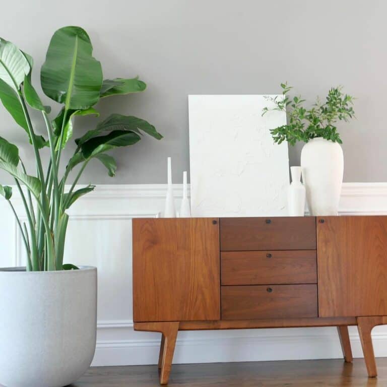All-white Accessories Resting on a Sideboard
