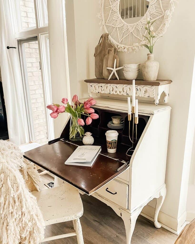 Antique Writing Desk With Coastal Décor