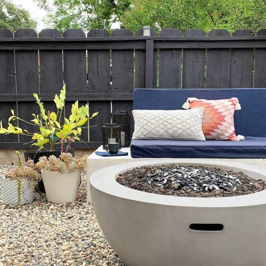 Backyard With Round Concrete Fire Pit